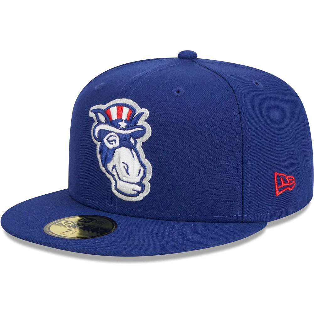 Casquette ajustée 59FIFTY New Hampshire Fisher Cats pour homme Era bleu marine avec soirées à thème Primaries