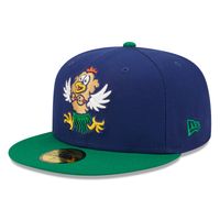 Men's New Era Royal/Green Hampshire Fisher Cats Coconut Chicken Tender Theme Night 59FIFTY Fitted Hat