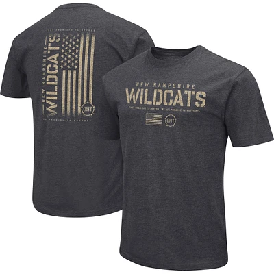 Men's Colosseum Heather Black New Hampshire Wildcats OHT Military Appreciation Flag 2.0 T-Shirt