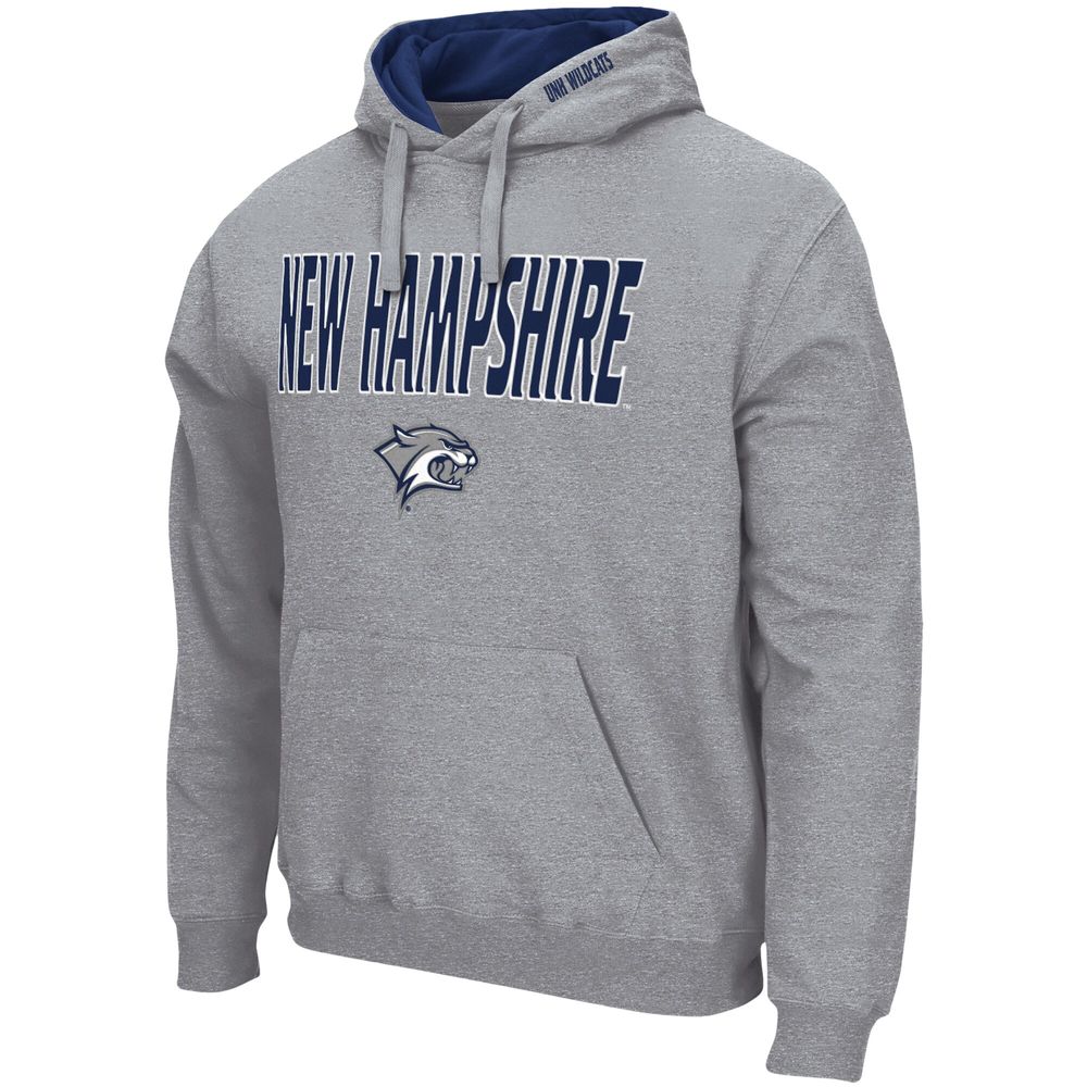 Men's Colosseum Heathered Gray New Hampshire Wildcats Arch and Logo Pullover Hoodie