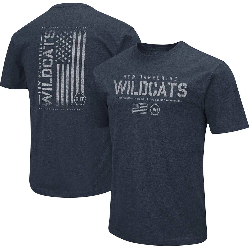 Men's Colosseum Navy New Hampshire Wildcats OHT Military Appreciation Flag 2.0 T-Shirt