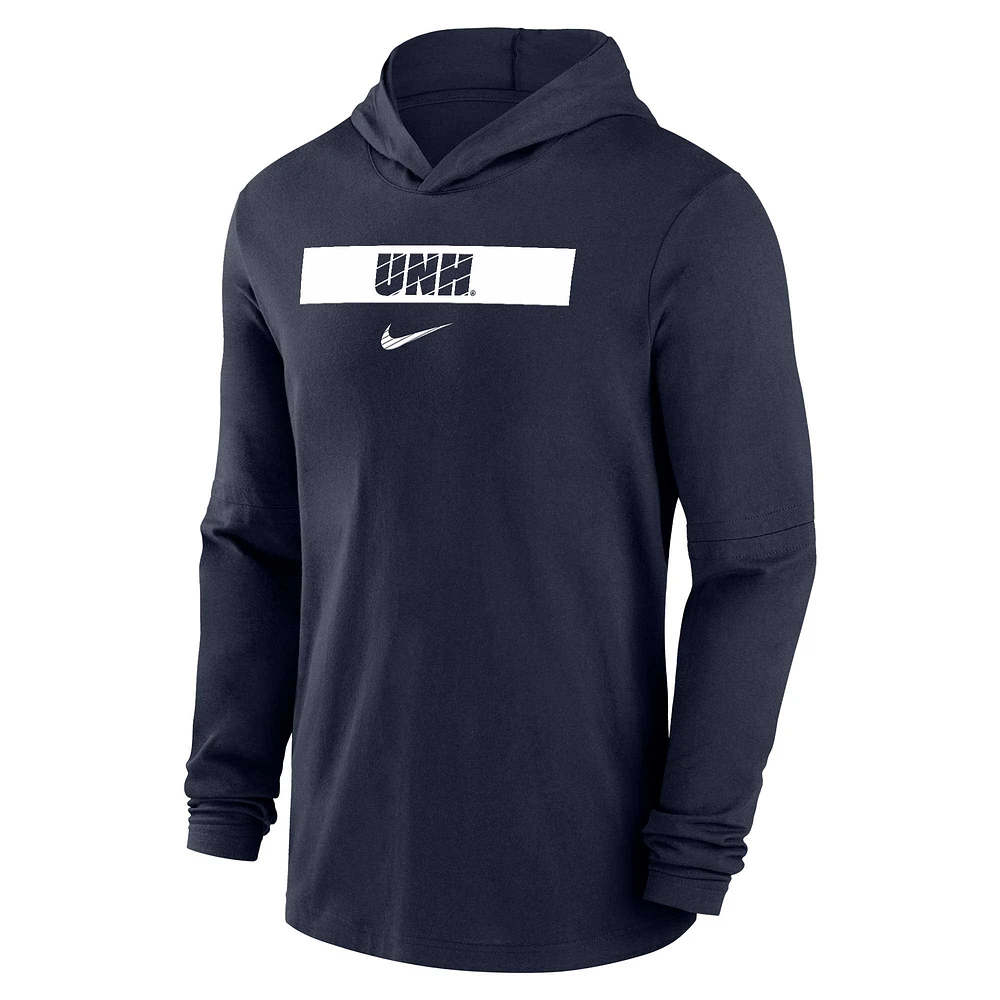 Men's Nike Navy New Hampshire Wildcats Sideline Hoodie Performance Long Sleeve T-Shirt