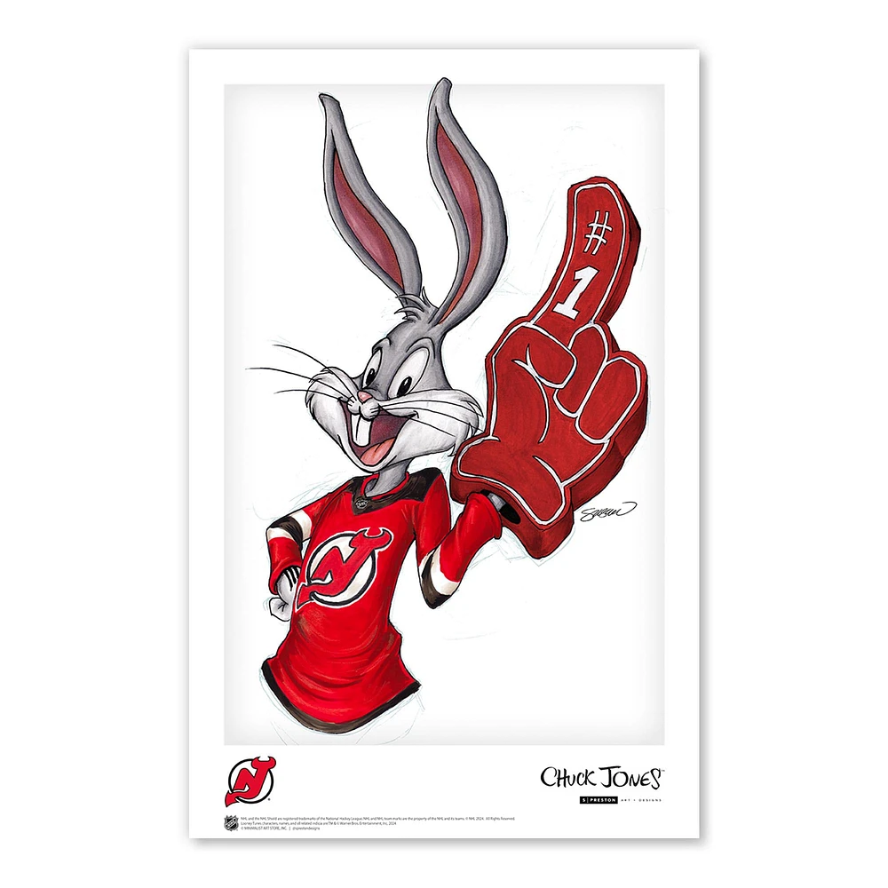 Bugs Bunny New Jersey Devils 11" x 17" Looney Tunes Poster Print