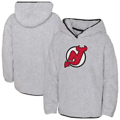 Sweat à capuche en polaire Ultimate Teddy pour jeunes filles, gris, New Jersey Devils