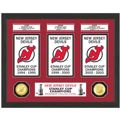 New Jersey Devils Highland Mint 12" x 15" 3-Time Stanley Cup Champions Banner Collection Photo Mint