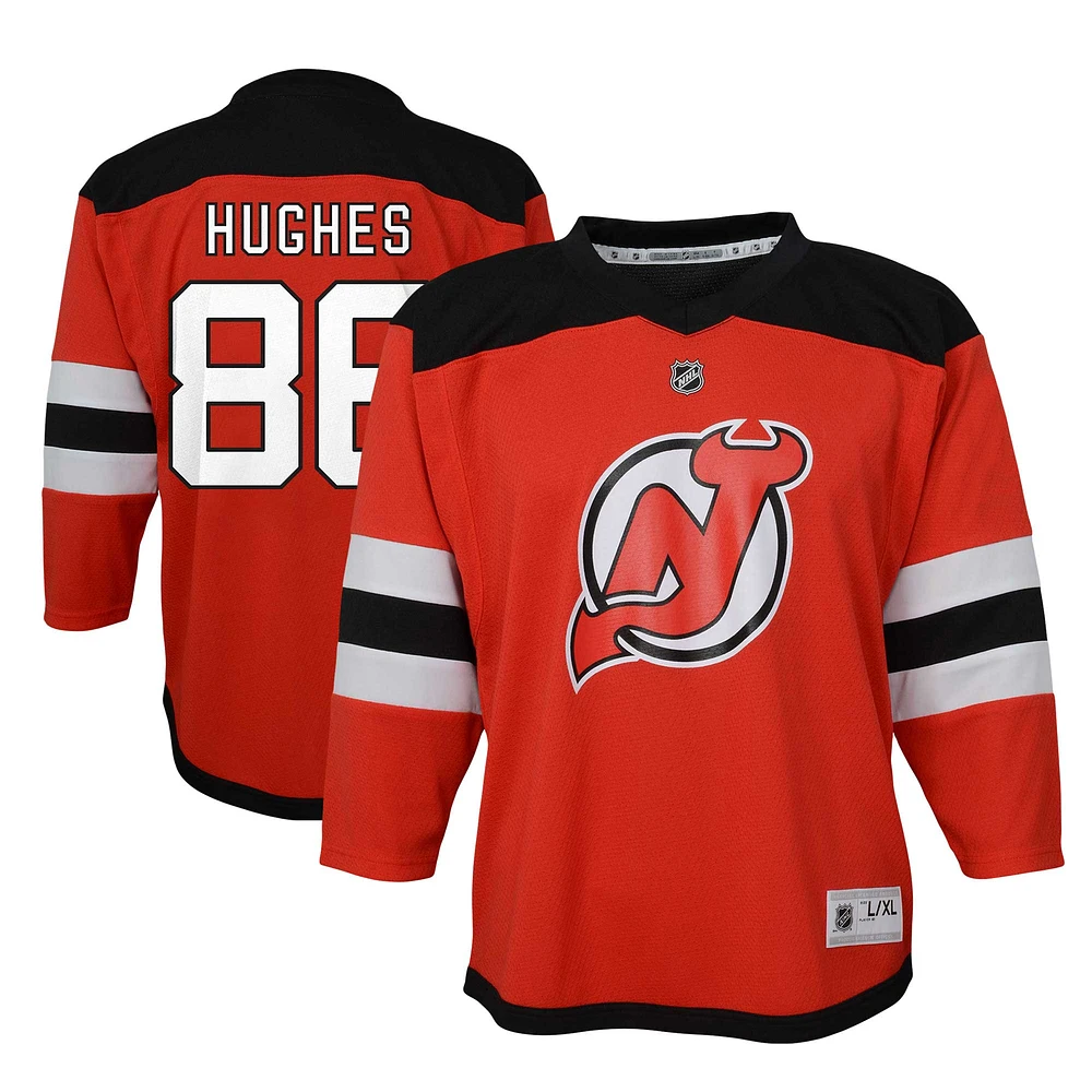 Maillot de joueur à domicile rouge des Devils du New Jersey pour bébé Jack Hughes