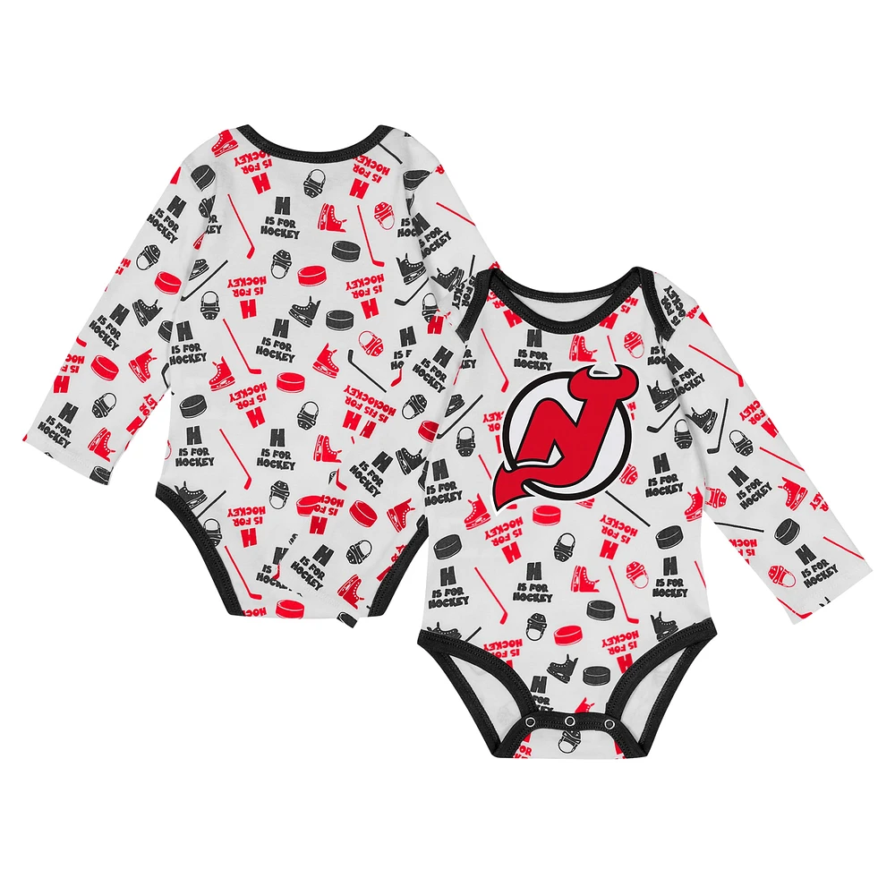 Infant White New Jersey Devils Quick Learner Long Sleeve Bodysuit