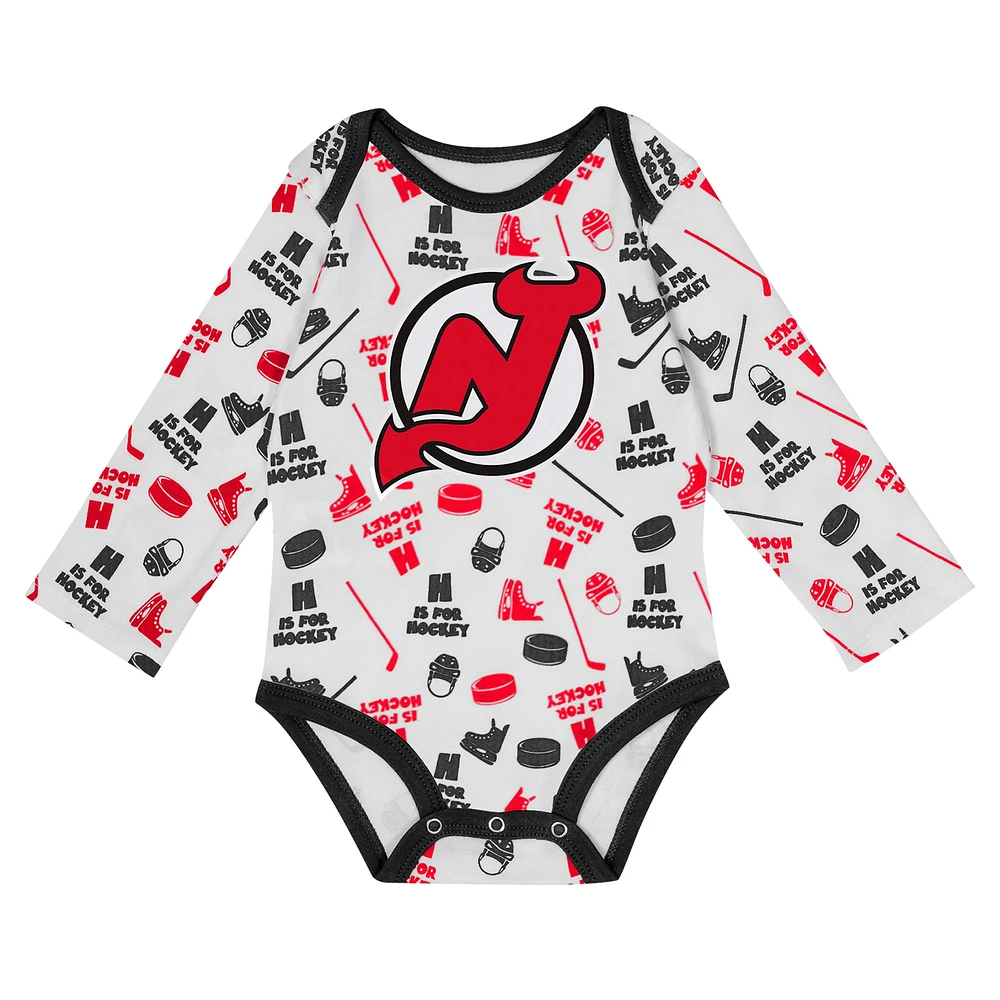 Infant White New Jersey Devils Quick Learner Long Sleeve Bodysuit