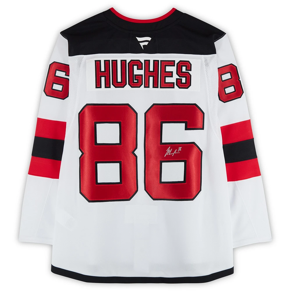 Jack Hughes New Jersey Devils Autographed White Fanatics Premium Jersey