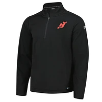 Veste polaire à quart de zip New Jersey Devils Authentic Pro noire Fanatics pour homme