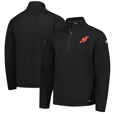 Veste polaire à quart de zip New Jersey Devils Authentic Pro noire Fanatics pour homme