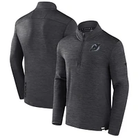 Pull à glissière quart de tour avec logo ton sur des Devils du New Jersey pour hommes Fanatics Heather Charcoal