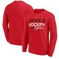 T-shirt à manches longues pour hommes Fanatics Red New Jersey Devils