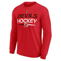 T-shirt à manches longues pour hommes Fanatics Red New Jersey Devils
