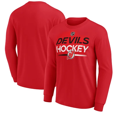 T-shirt à manches longues pour hommes Fanatics Red New Jersey Devils