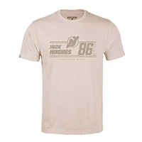 Men's Levelwear Jack Hughes Khaki New Jersey Devils Richmond Mileage Name & Number T-Shirt