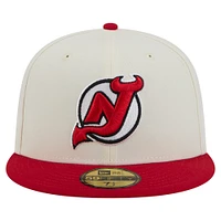 Casquette ajustée bicolore chromée 59FIFTY New Era blanche pour homme des Devils du Jersey