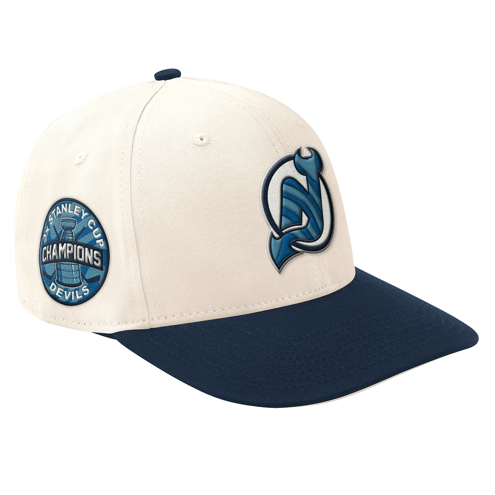Men's Starter Cream/Navy New Jersey Devils Blue Wave Classic Adjustable Hat