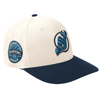 Men's Starter  Cream/Navy New Jersey Devils Blue Wave Classic Adjustable Hat