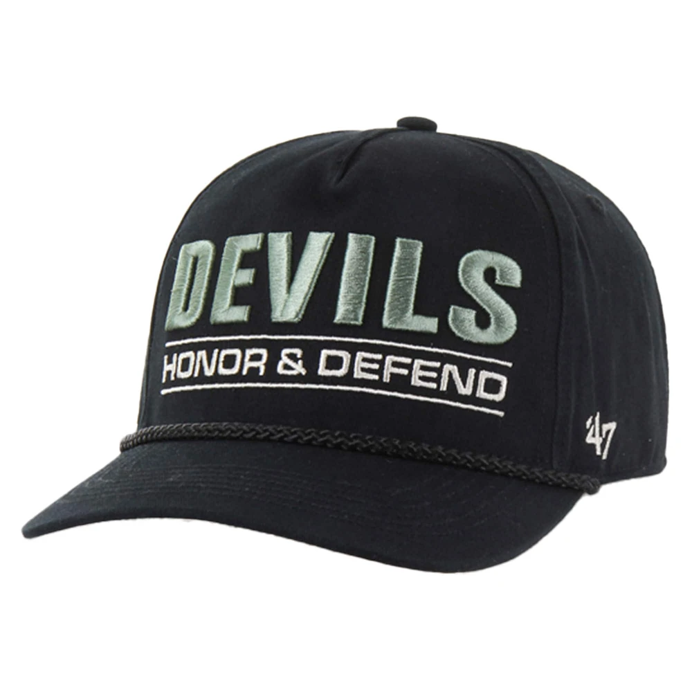 Casquette ajustable Hitch OHT pour homme, motif 47, noir, New Jersey Devils, appréciation militaire, honneur et défense de la patrie