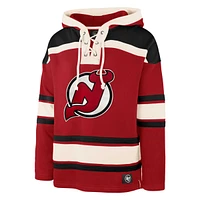 Chandail à capuchon pour homme Jack Hughes '47 Red New Jersey Devils Player Lacer