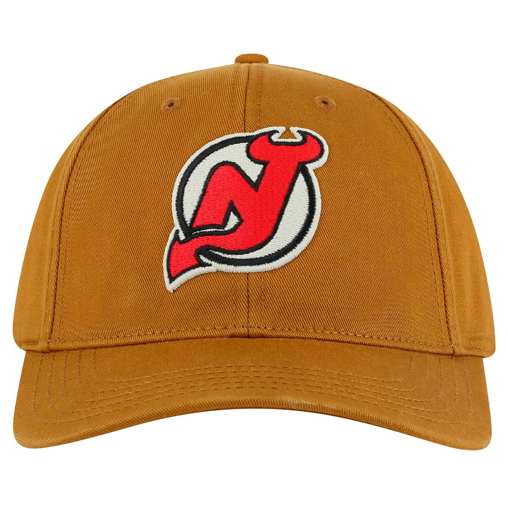 Casquette ajustable en sergé délavé Hepcat des Devils du New Jersey pour hommes, couleur tan American Needle