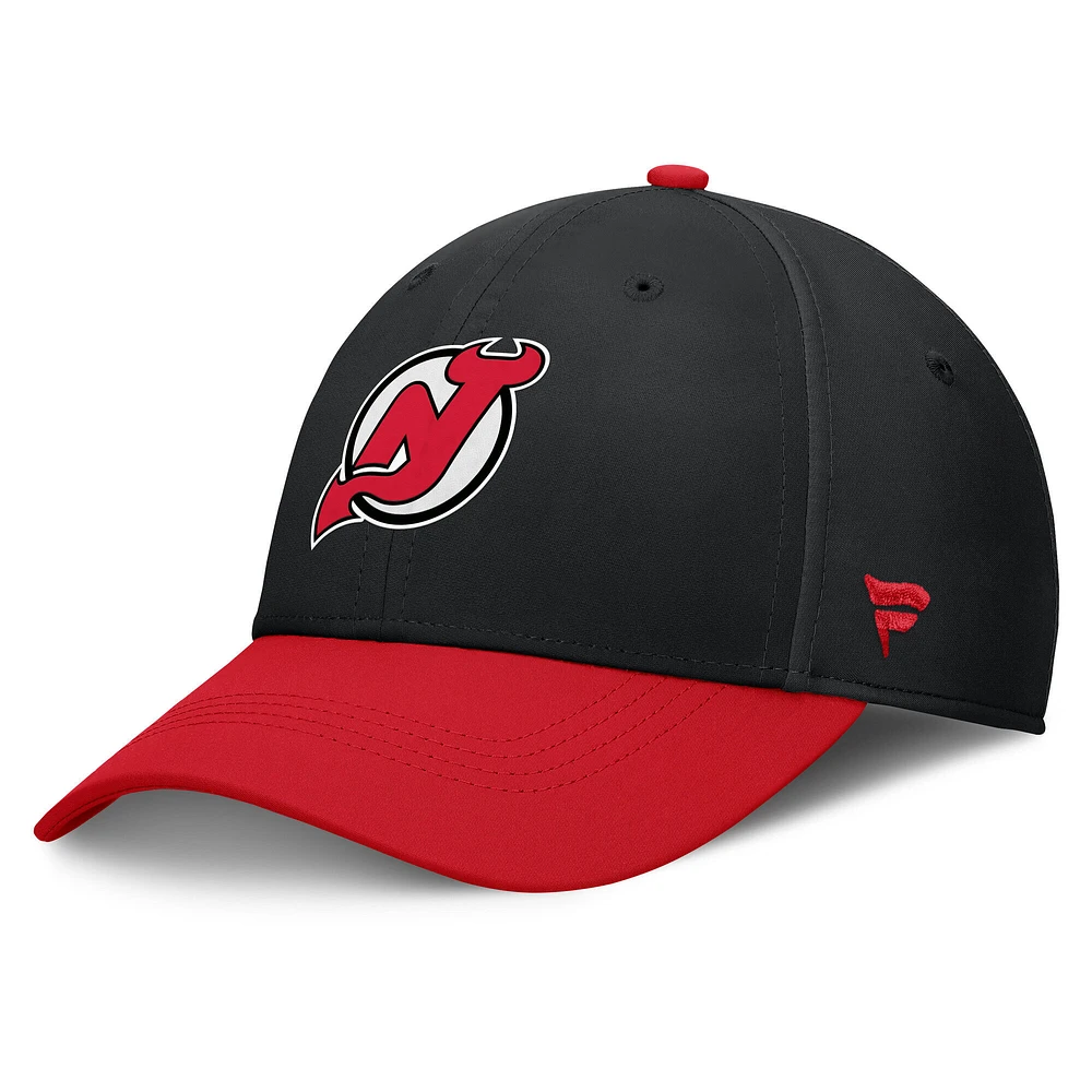 Casquette Fanatics noire/rouge pour homme Authentic Pro Rink Flex des New Jersey Devils