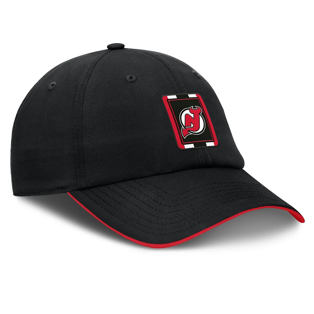 Casquette ajustable en ripstop authentique New Jersey Devils noire/rouge Fanatics pour homme