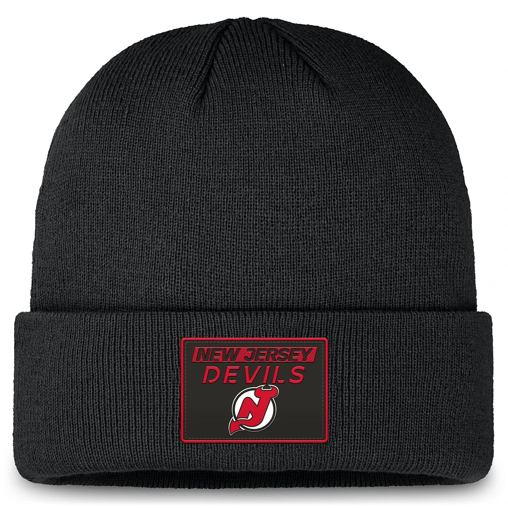 Bonnet en tricot à revers authentique New Jersey Devils Fanatics noir pour homme