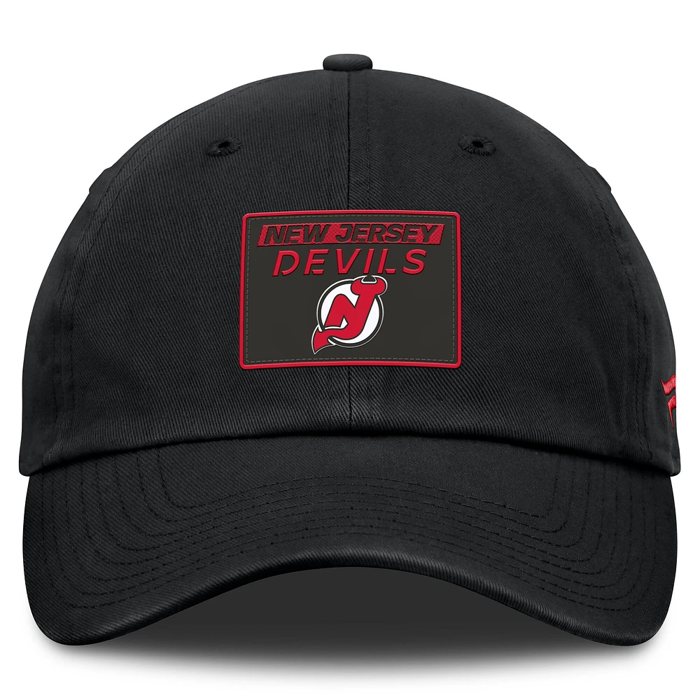 Casquette ajustable authentique Pro Prime Fanatics noire pour homme des New Jersey Devils