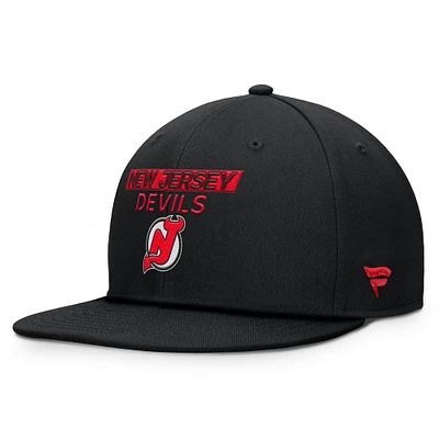 Casquette Snapback Pro Prime authentique noire New Jersey Devils Fanatics pour hommes