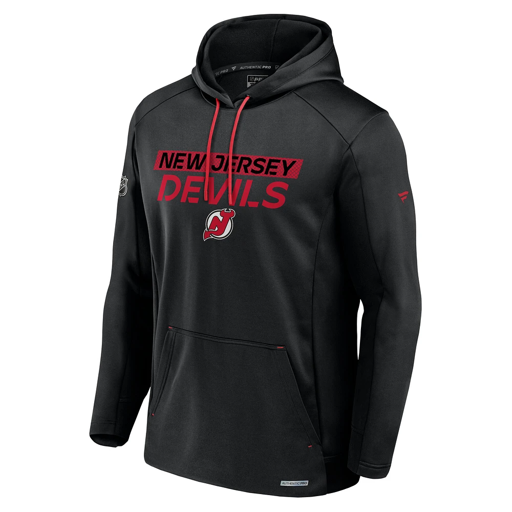 Men's Fanatics  Black New Jersey Devils Authentic Pro Rink Fleece Pullover Hoodie