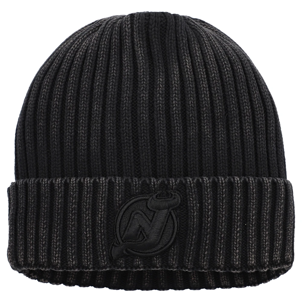 Casquette en tricot à revers authentique Pro Road des Devils du New Jersey pour homme, noire, Fanatics