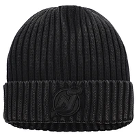 Casquette en tricot à revers authentique Pro Road des Devils du New Jersey pour homme, noire, Fanatics