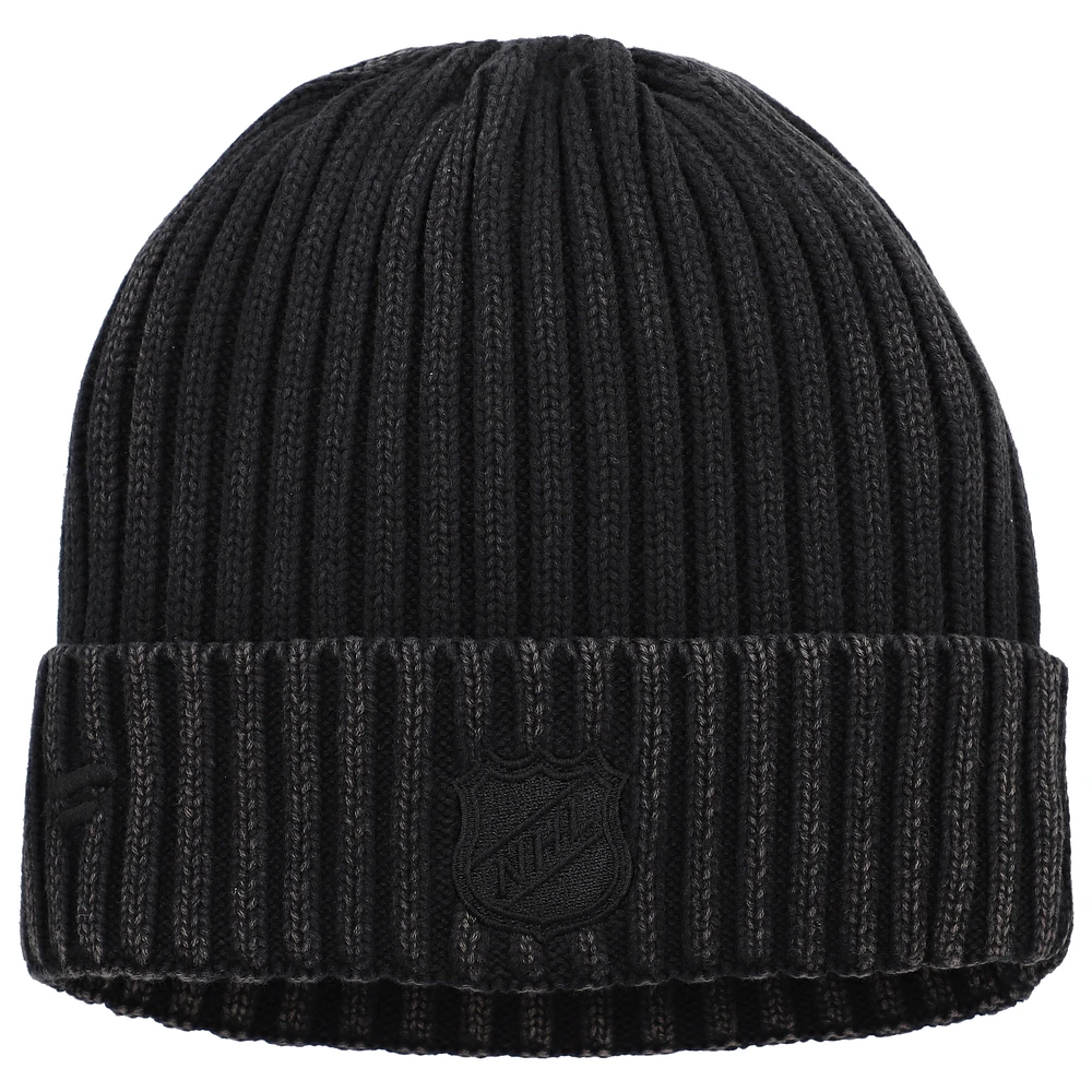 Casquette en tricot à revers authentique Pro Road des Devils du New Jersey pour homme, noire, Fanatics