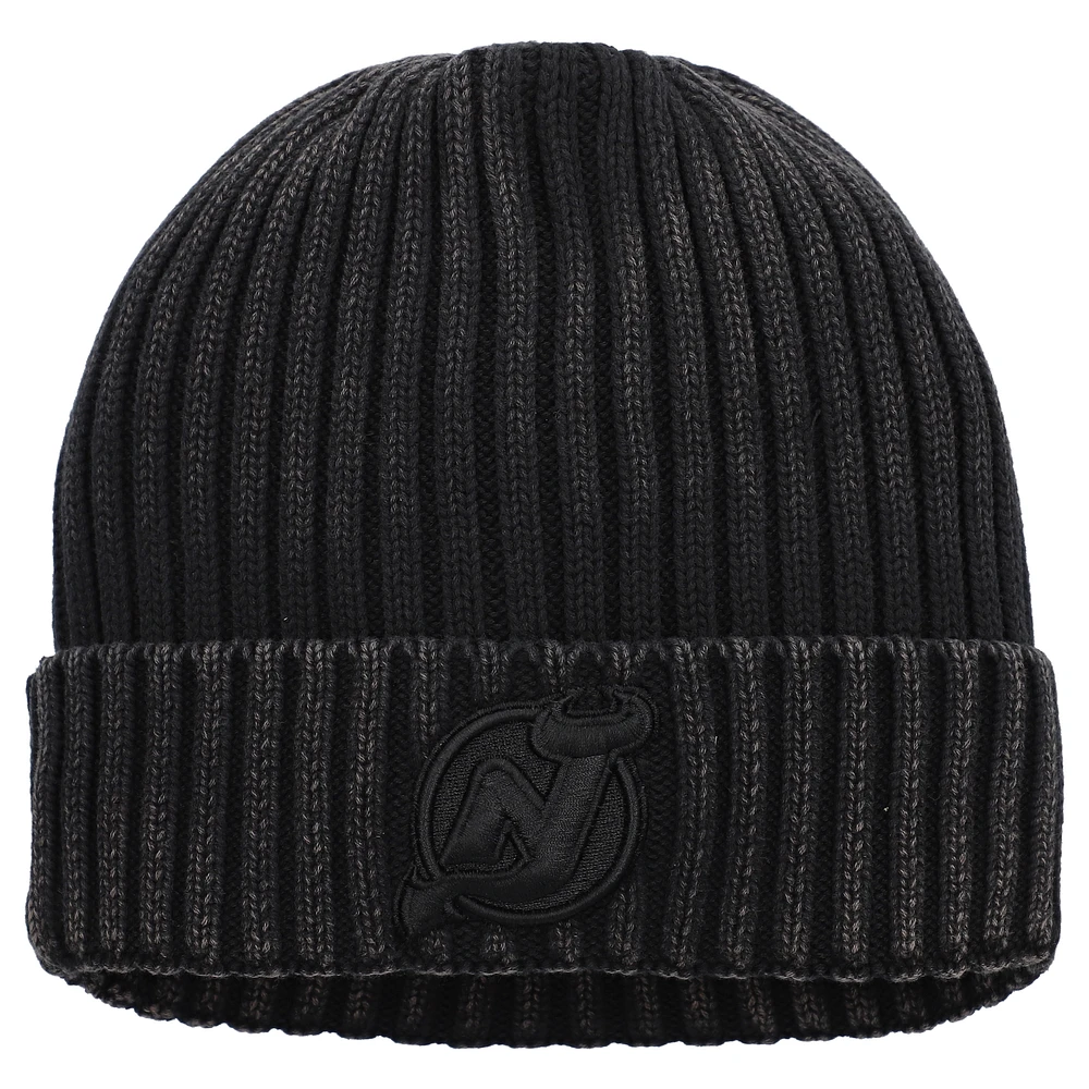 Casquette en tricot à revers authentique Pro Road des Devils du New Jersey pour homme, noire, Fanatics
