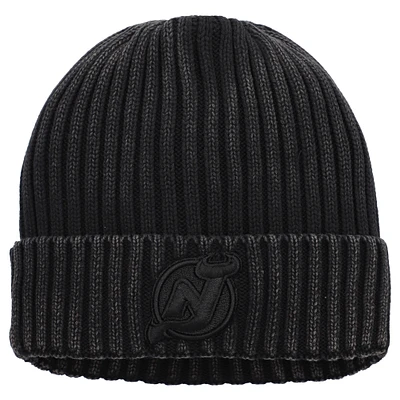 Casquette en tricot à revers authentique Pro Road des Devils du New Jersey pour homme, noire, Fanatics