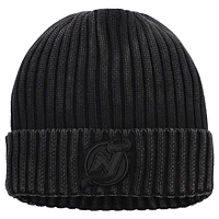 Casquette en tricot à revers authentique Pro Road des Devils du New Jersey pour homme, noire, Fanatics