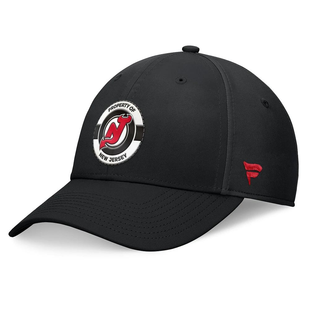 Casquette flexible noire Fanatics pour hommes des Devils du New Jersey Authentic Pro Training Camp