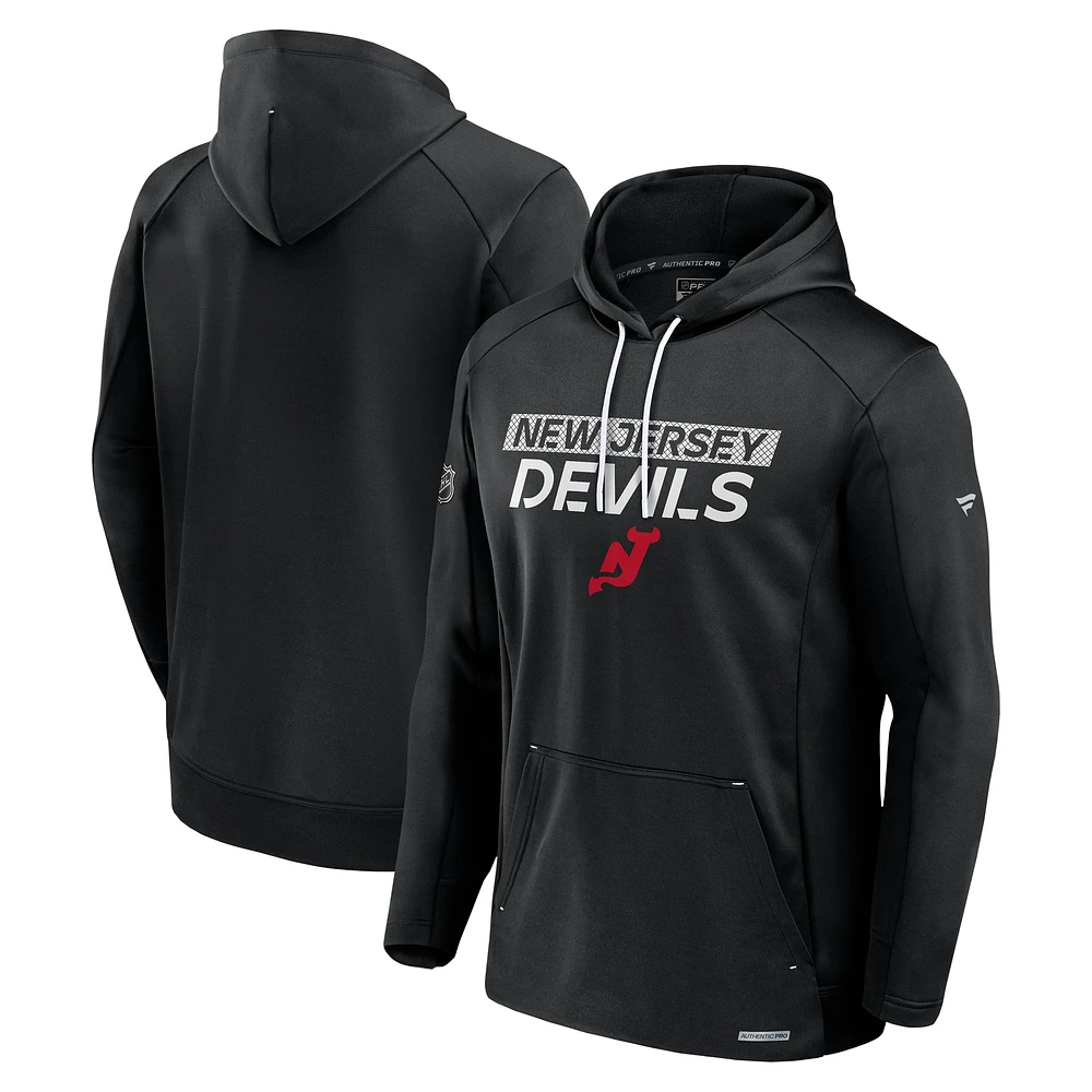 Men's Fanatics Black New Jersey Devils Big & Tall Authentic Pro Pullover Hoodie