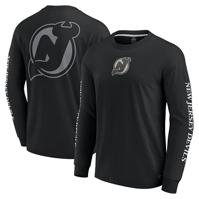 Men's Fanatics Black New Jersey Devils Elements Strive Long Sleeve T-Shirt