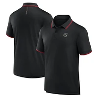 Polo noir Fanatics pour homme avec logo monochrome Front Office Move des Devils du New Jersey