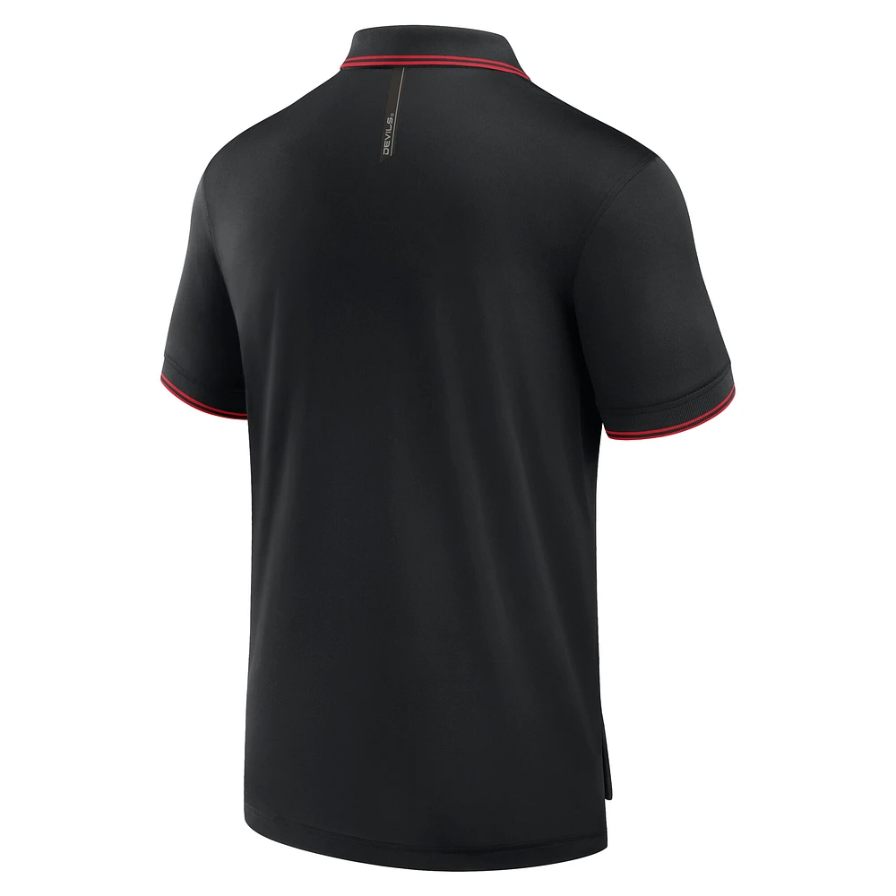 Polo noir Fanatics pour homme avec logo monochrome Front Office Move des Devils du New Jersey