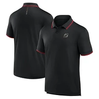 Polo noir Fanatics pour homme avec logo monochrome Front Office Move des Devils du New Jersey