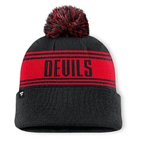 Men's Fanatics  Black New Jersey Devils Fundamental Enforcer Cuffed Knit Hat with Pom