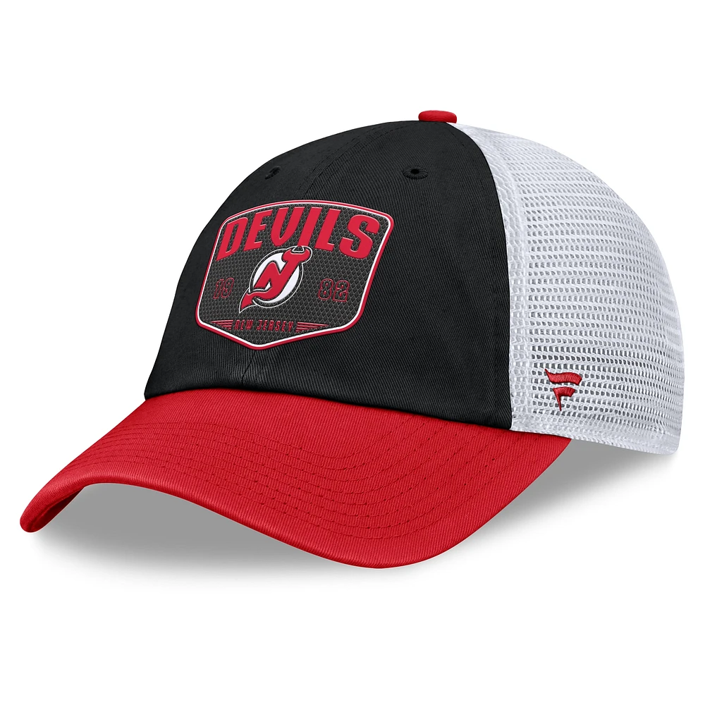 Men's Fanatics Black New Jersey Devils Fundamental One-Time Trucker Adjustable Hat