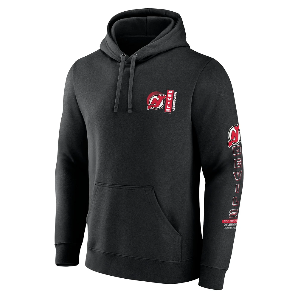 Men's Fanatics Black New Jersey Devils Revolution Pullover Hoodie