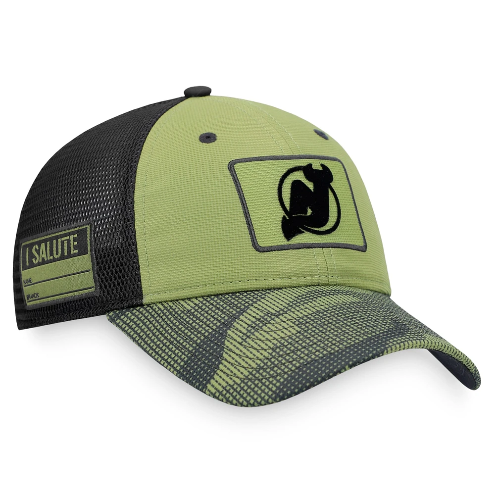 Casquette Snapback d'appréciation militaire Fanatics camouflage/noir des New Jersey Devils pour hommes