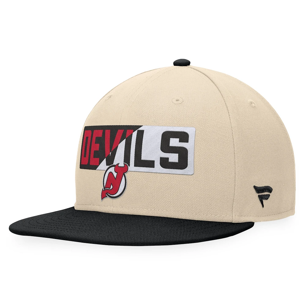 Casquette Snapback Goalaso New Jersey Devils Fanatics crème/noir pour hommes