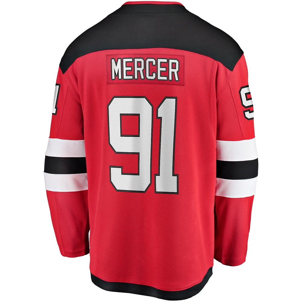 Men's Fanatics Dawson Mercer Red New Jersey Devils Home Breakaway